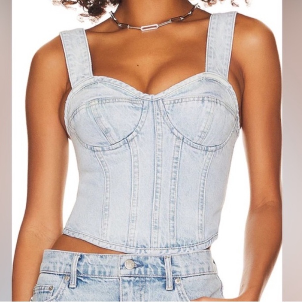 Lovers + Friends Light Blue Denim Bustier